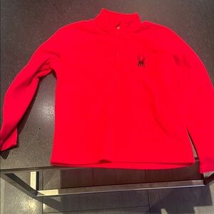Red Quarter-Zip Pullover with Spider Logo